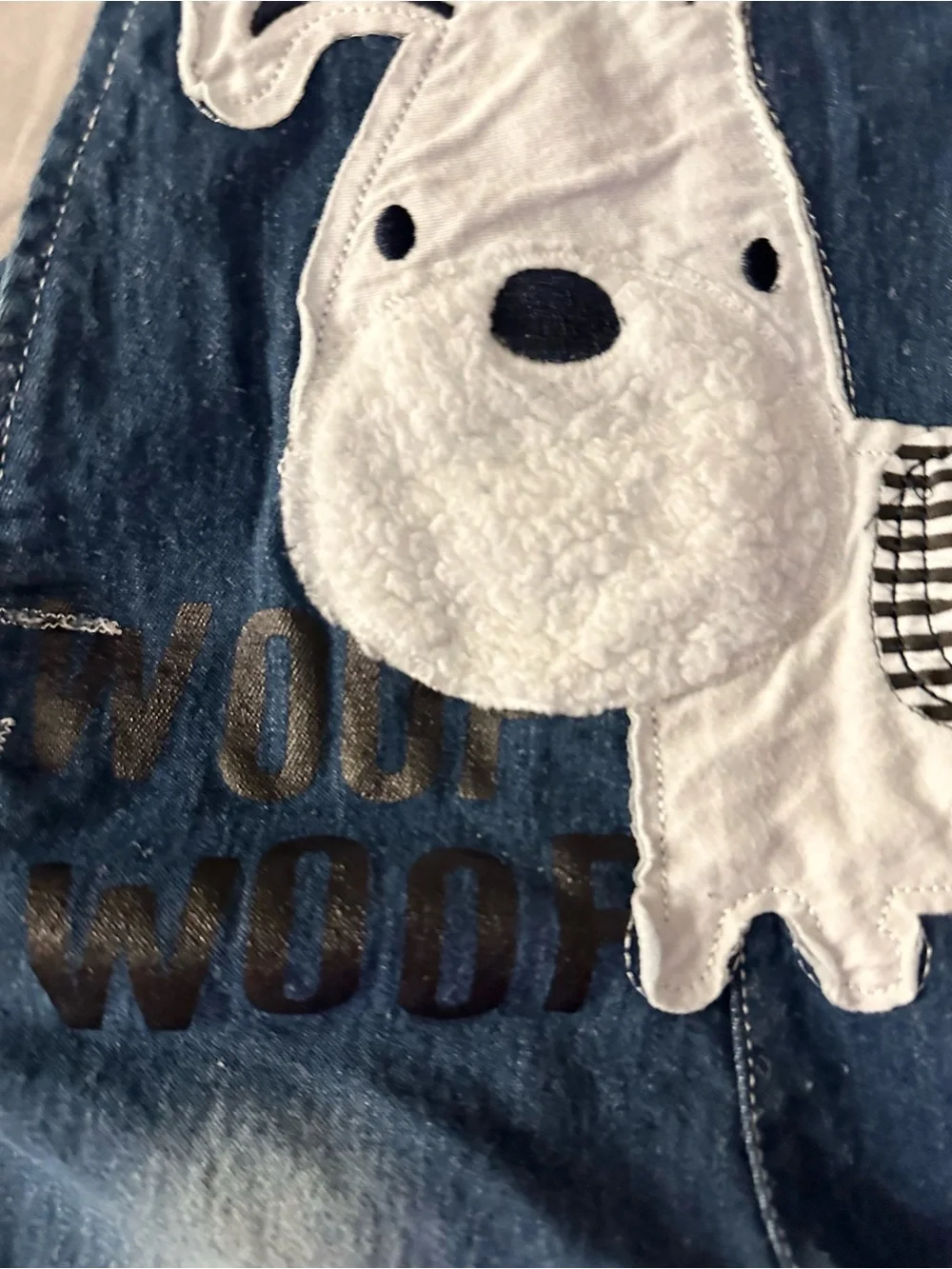 Denim Blue Puppy Appliqué Overalls for Kids